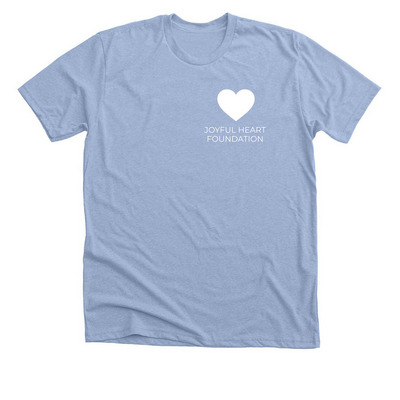 The White Heart Tee, a Heather Baby Blue Premium Unisex Tee
