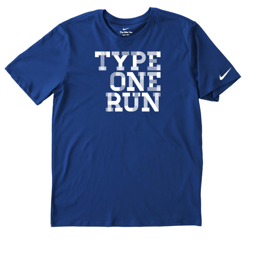 Type One Run Athletic Shirt, a Rush Blue Nike Dri-FIT Jersey Blend Performance Tee