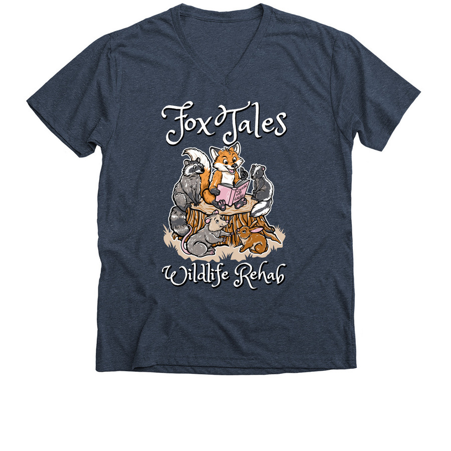 &nbsp;FoxTales Wildlife Rehab 2024, a Heather Navy Premium V-Neck Tee