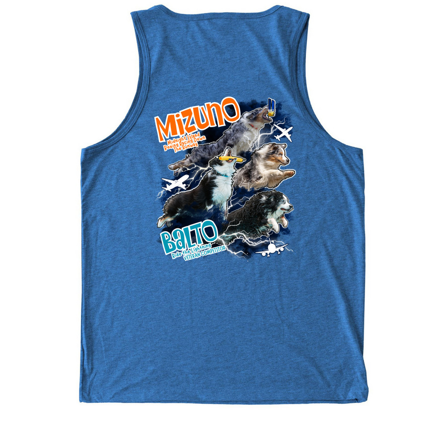 Mizuno-Balto 2026, a Azure Blue Allmade Eco Triblend Tank (back-view)