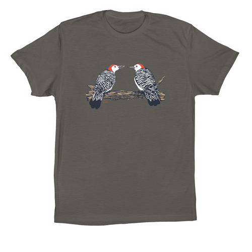 February - Red Bellied Woodpecker&nbsp;, a Asphalt Premium Cotton Tee