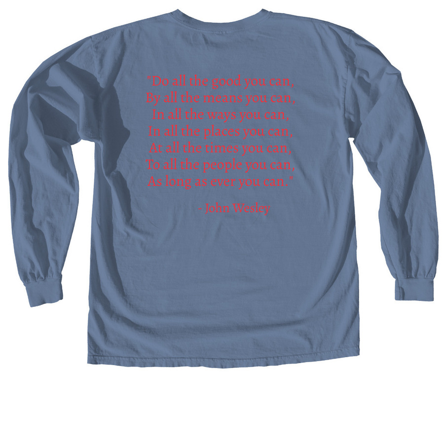 Do All The Good You Can, a Blue Jean Comfort Colors Long Sleeve Tee (back-view)