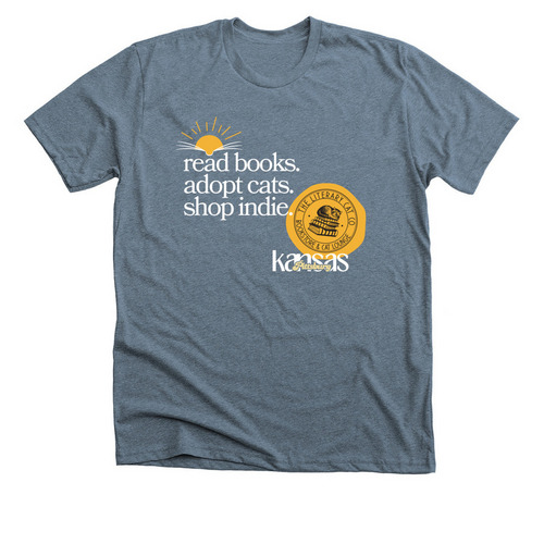 The Literary Cat Co-Shop Indie Bookstores, a Heather Slate Premium Unisex Tee