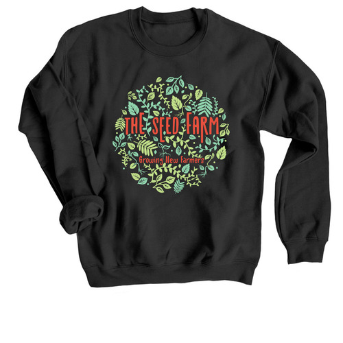 The Seed Farm, a Black Crewneck Sweatshirt