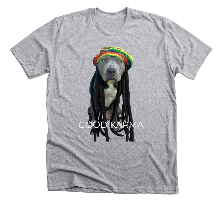 GOOD KARMA, a Athletic Heather Premium Unisex Tee