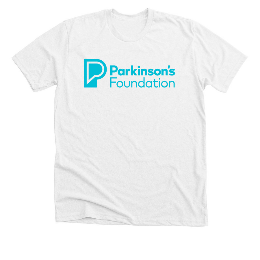 Parkinson's Foundation Blue Logo, a Solid White Blend Premium Unisex Tee