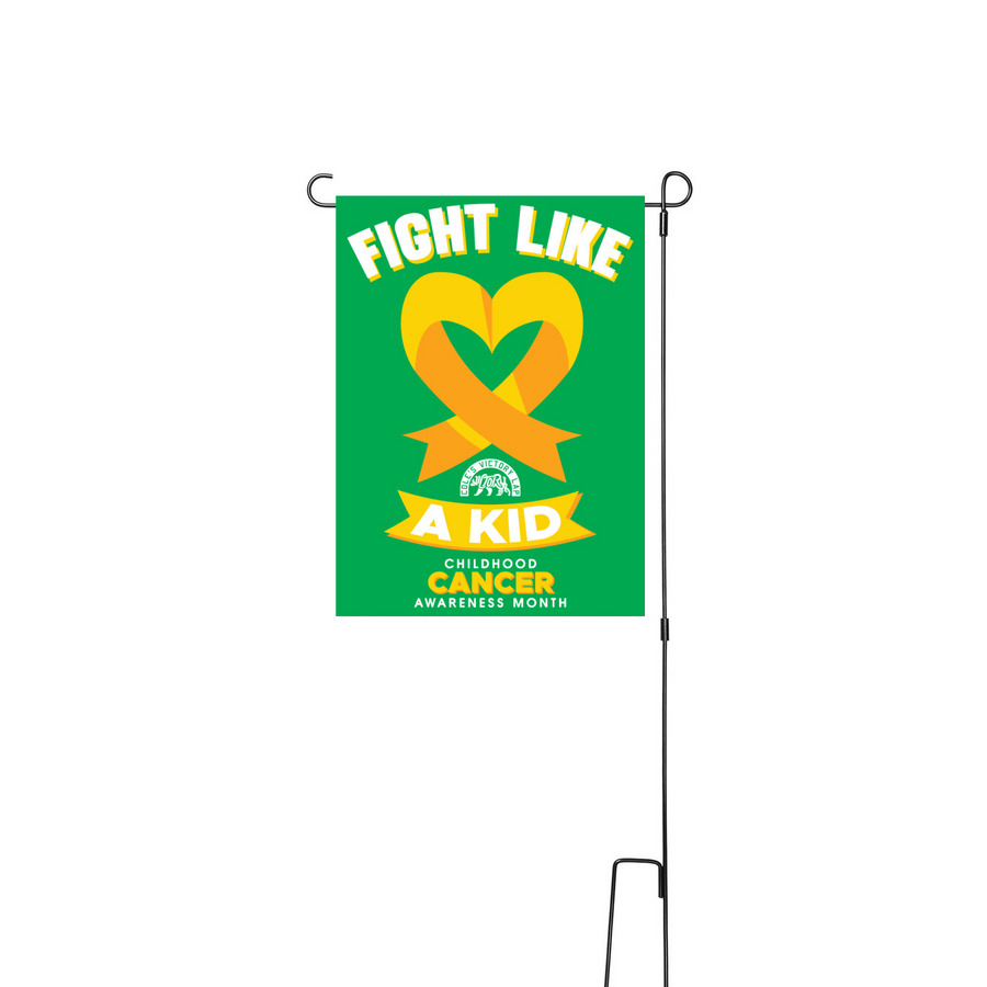 Childhood Cancer Awareness Month Yard Flag, a White 12" x 18" Yard Flag with Stake