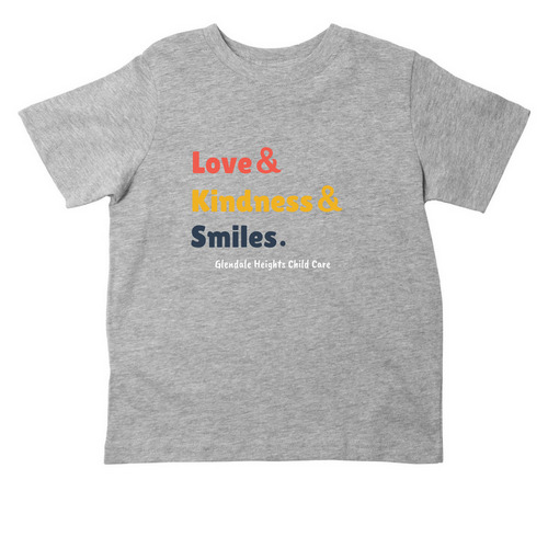 Love & Kindness & Smiles, a Heather Toddler Tee