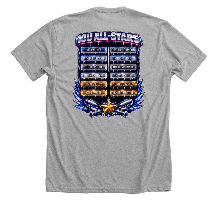 Baseball 10U Specials, a Athletic Heather Premium Unisex Tee (back-view)