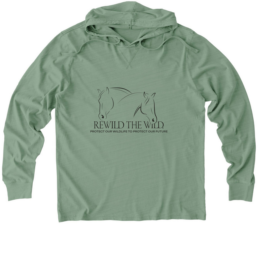 Wild Horses, a Lichen Green Allmade Organic Cotton Mineral Dye Hoodie Tee