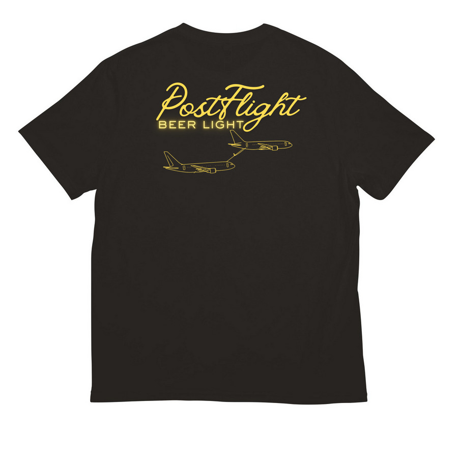 Post Flight Beer Light Shirt Collection, a Deep Black All-American Unisex Tee (back-view)