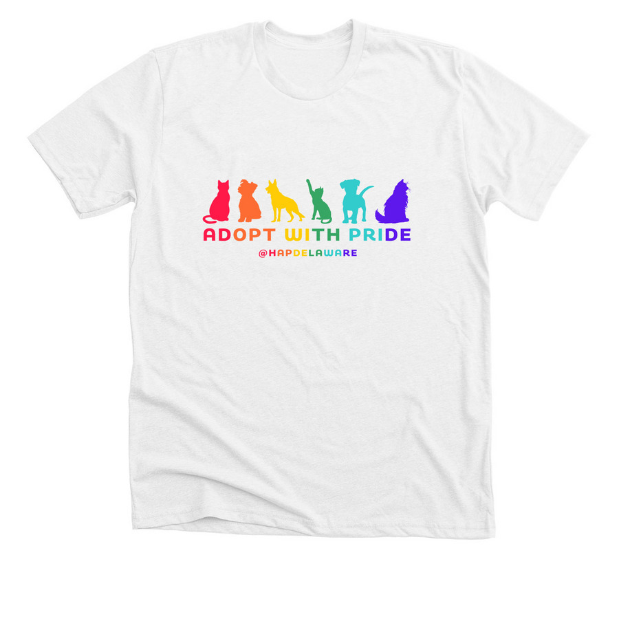 Adopt with PRIDE (Light), a Solid White Blend Premium Unisex Tee
