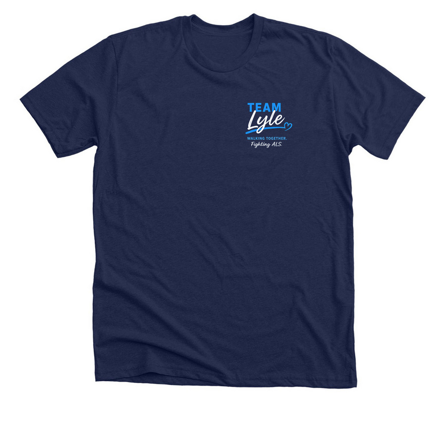 Team Lyle ALS walk shirt, a Solid Navy Blend Premium Unisex Tee