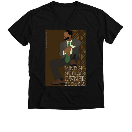 Black Man Owned, a Solid Black Blend Premium V-Neck Tee