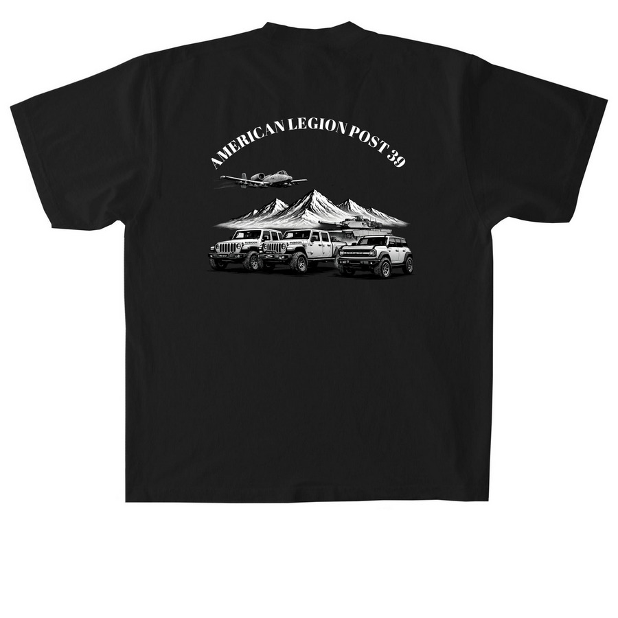 POST 39, a Black Heavyweight Garment Dye Tee (back-view)
