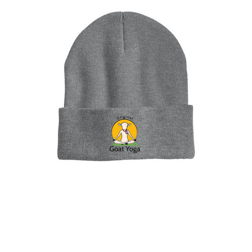 Original Goat Yoga Hats!, a Dark Heather Grey Printed Cuffed Beanie