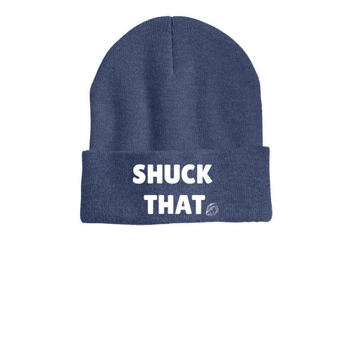 Shuck That Beanie, a Heather Navy Printed Cuffed Beanie