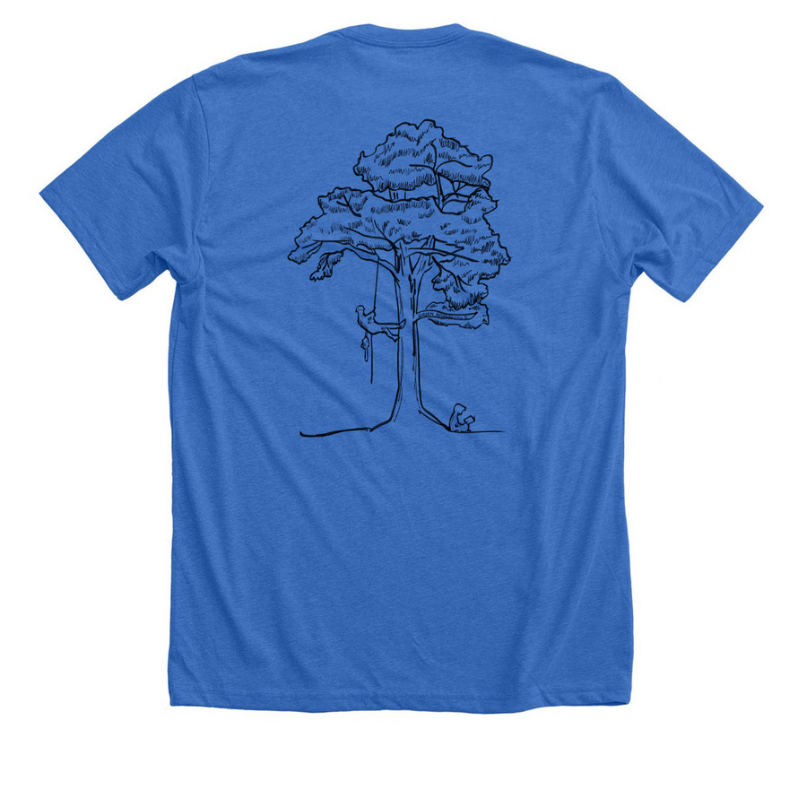 Gordo Hall - Rooted in Love, a Heather True Royal Premium Unisex Tee (back-view)