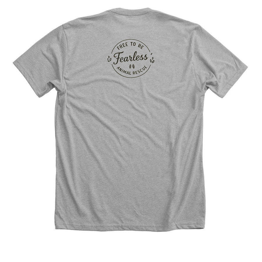 Tiny rescue. Big personalities&nbsp;, a Athletic Heather Premium Unisex Tee (back-view)