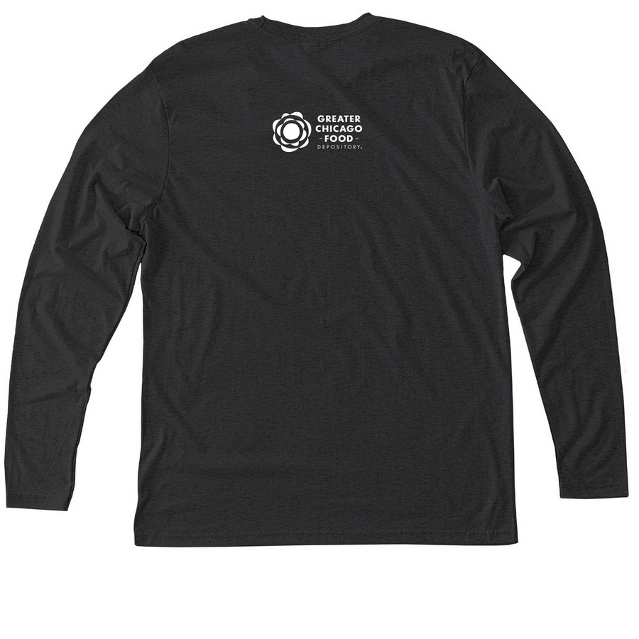 Food Is A Basic Human Right, a Vintage Black Triblend Long Sleeve Tee (back-view)