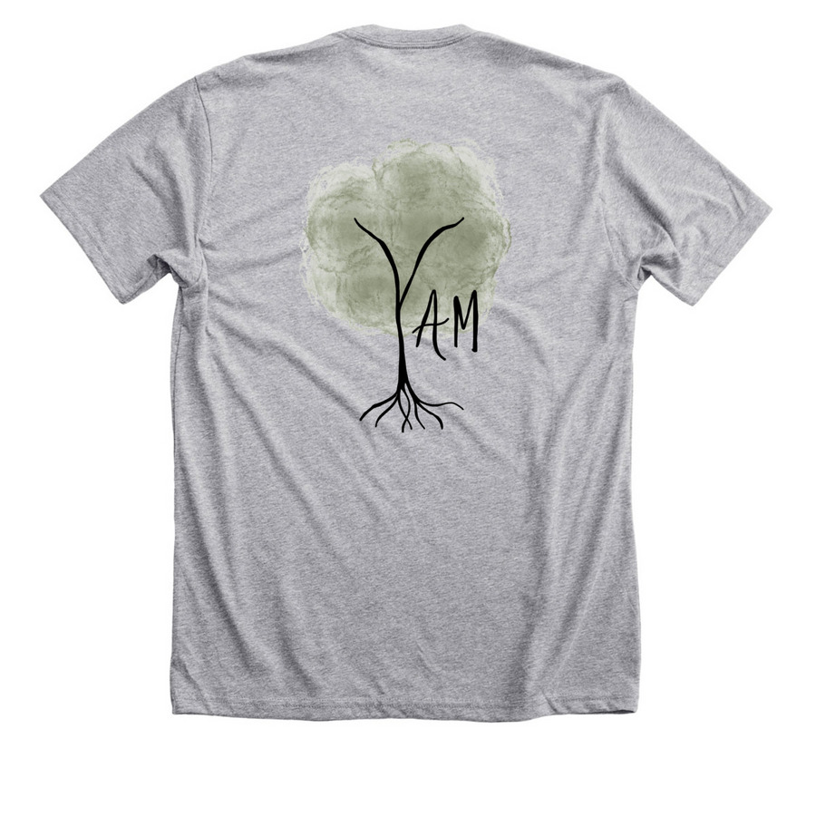 YAM&nbsp;, a Athletic Heather Premium Unisex Tee (back-view)