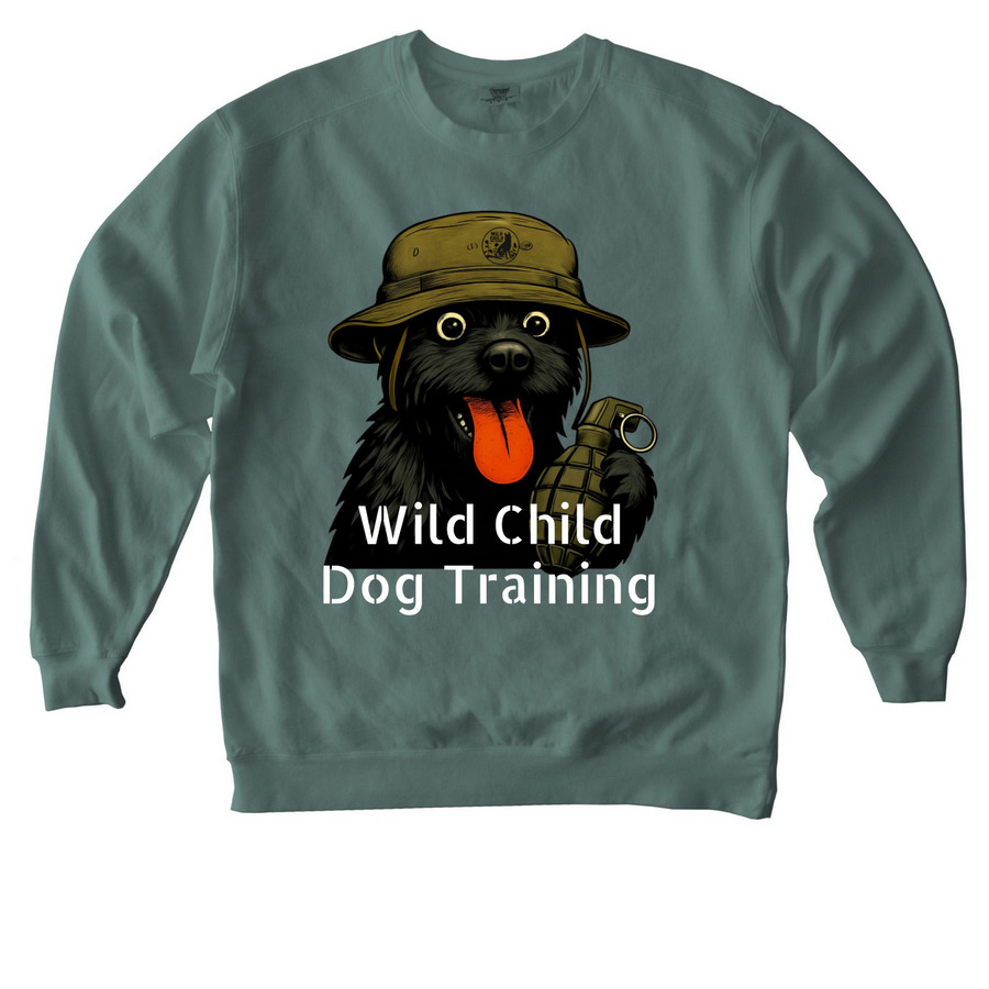 Buttons with Grenade, a Blue Spruce Comfort Colors Crewneck Sweatshirt