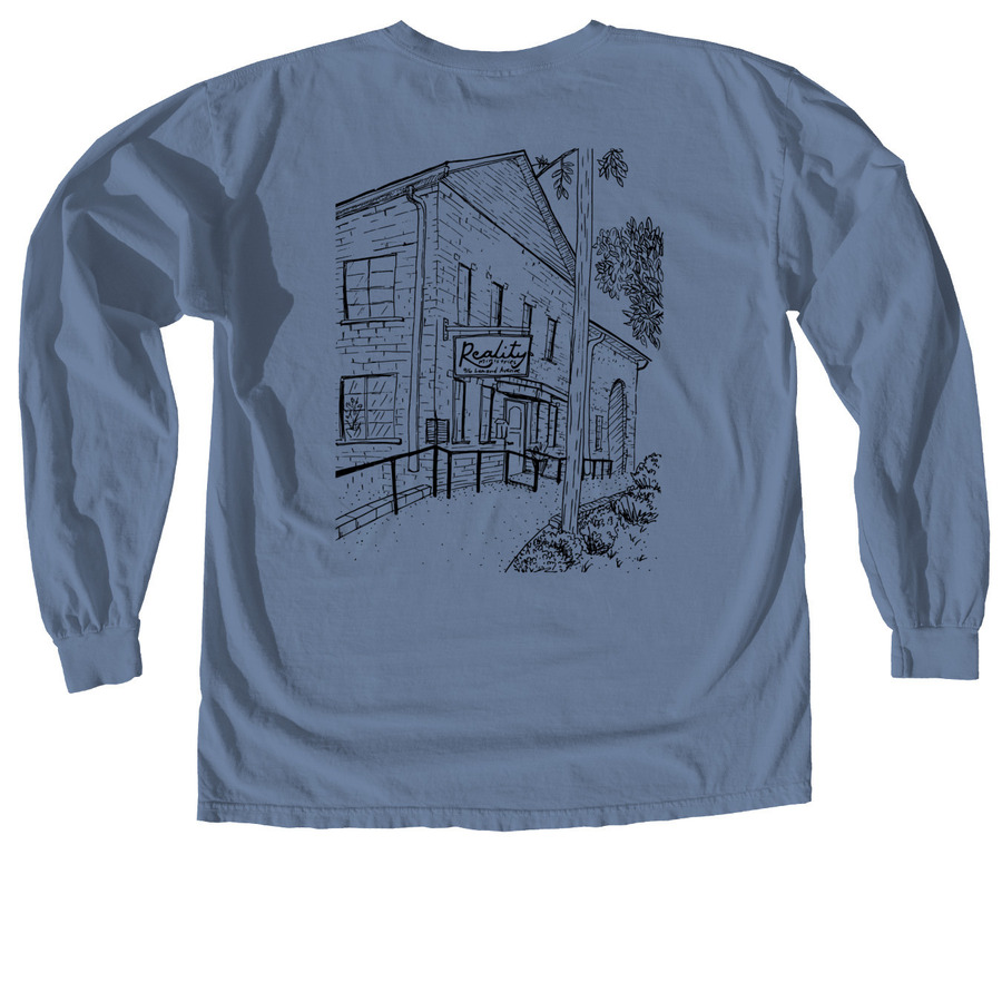 Reality Ministries Tee, a Blue Jean Comfort Colors Long Sleeve Tee (back-view)