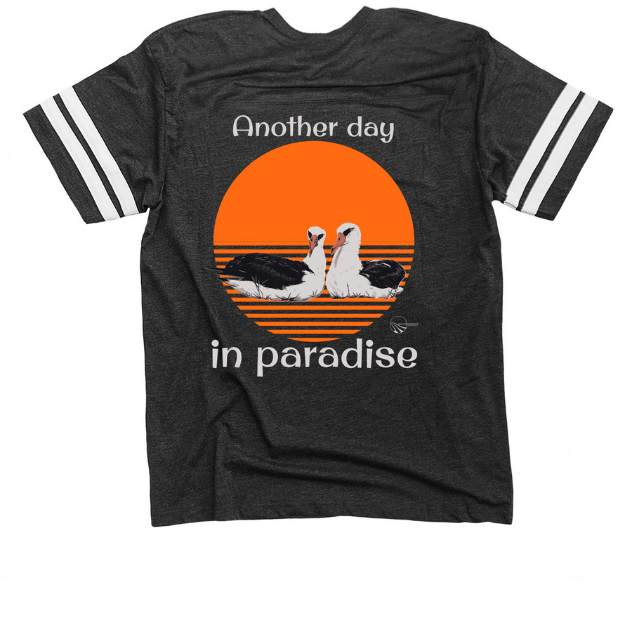 M?l? Paradise, a Vintage Smoke / White Football Jersey Tee (back-view)