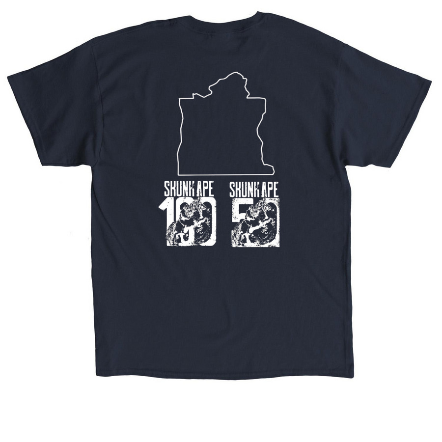 The Berm (Skunk Ape 100/50), a Navy Classic Unisex Tee (back-view)