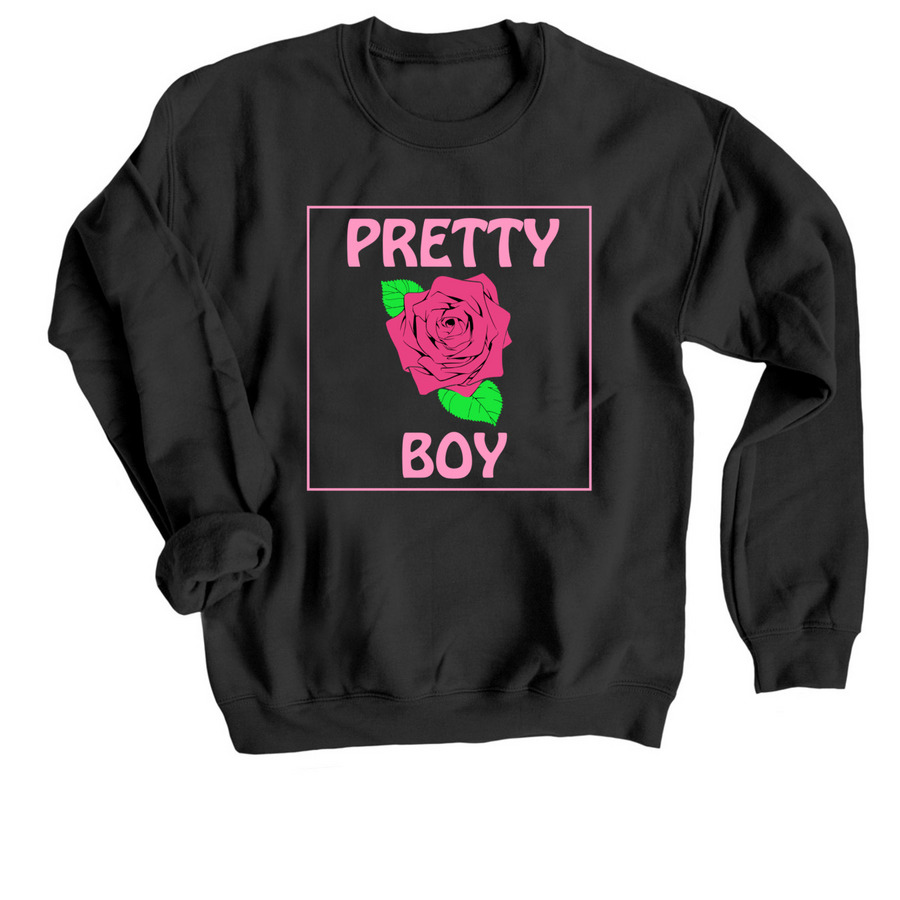 Pretty Boy, a Black Crewneck Sweatshirt