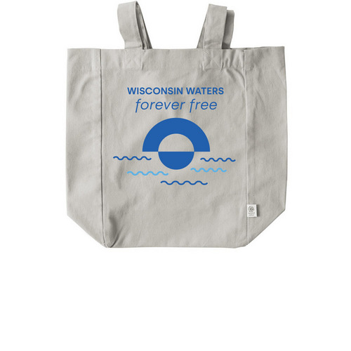 Wisconsin waters, forever free - tote, a Natural Recycled Cotton Tote Bag