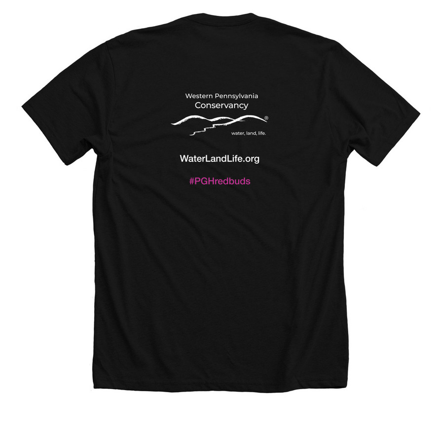 Pittsburgh Redbud Project, a Solid Black Blend Premium Unisex Tee (back-view)