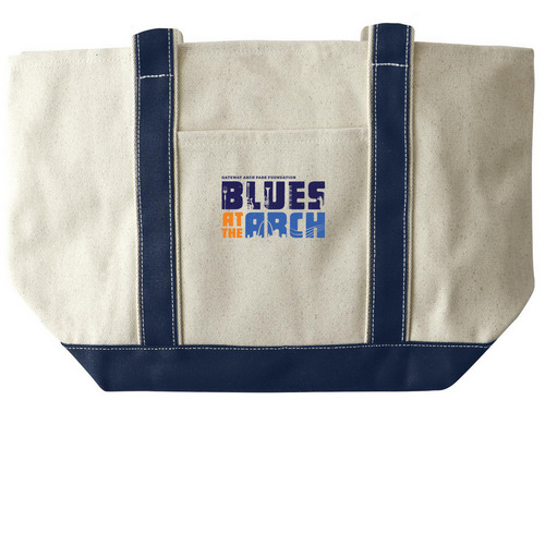 Blues at the Arch Festival | Bags, a Natural/Navy Large Two-Tone Canvas Tote Bag