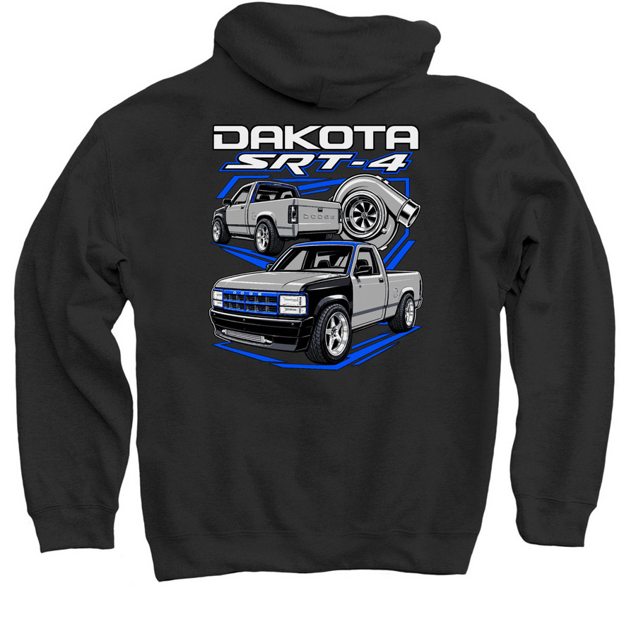 Dakota SRT4 V2 Hoodie, a Black Pullover Hoodie (back-view)