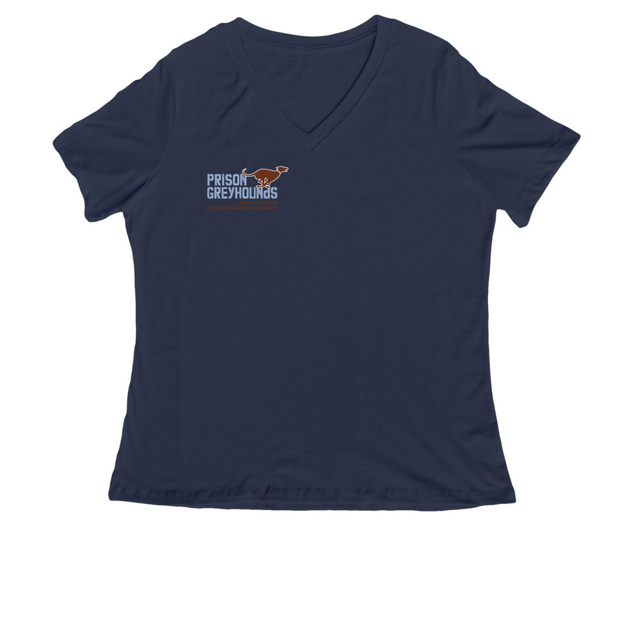 Prison Greyhounds - Front & Back Logo C5, a Navy Women's Relaxed V-Neck Tee