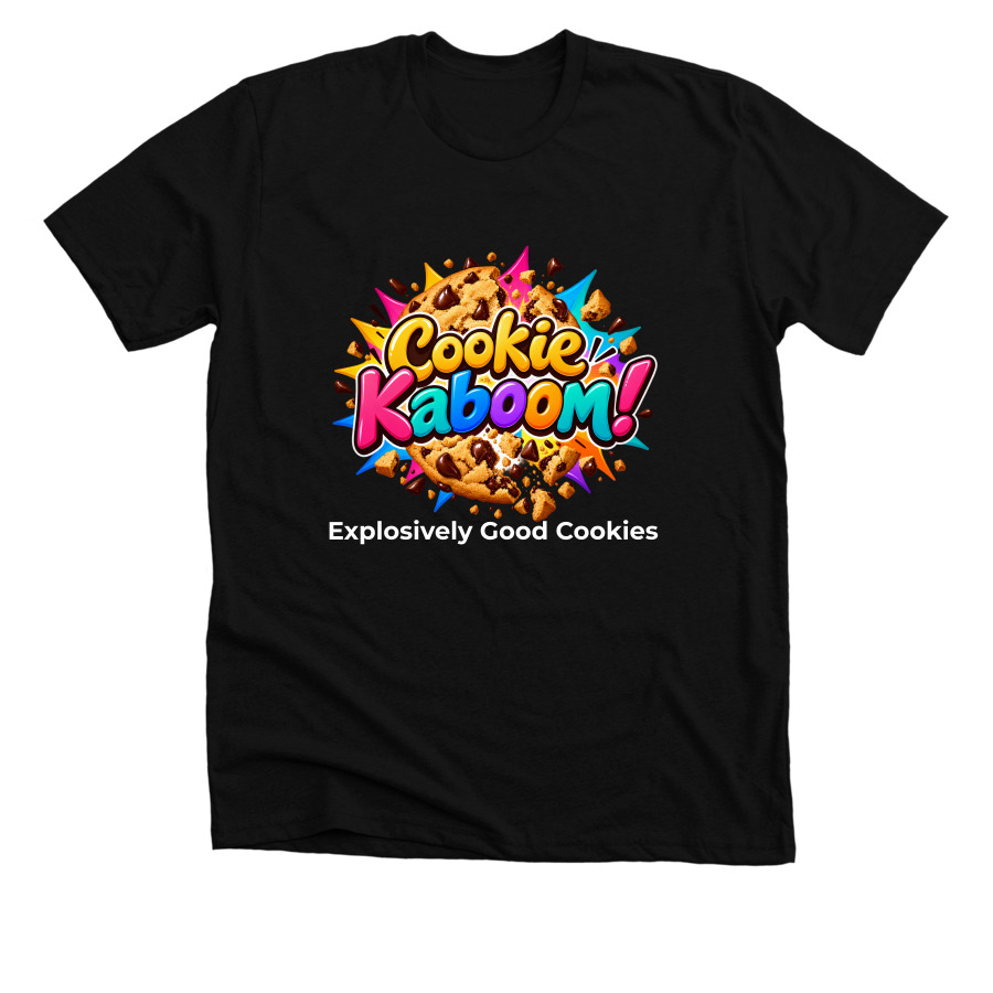 Cookie Kaboom: Wear the Fun!, a Solid Black Blend Premium Unisex Tee