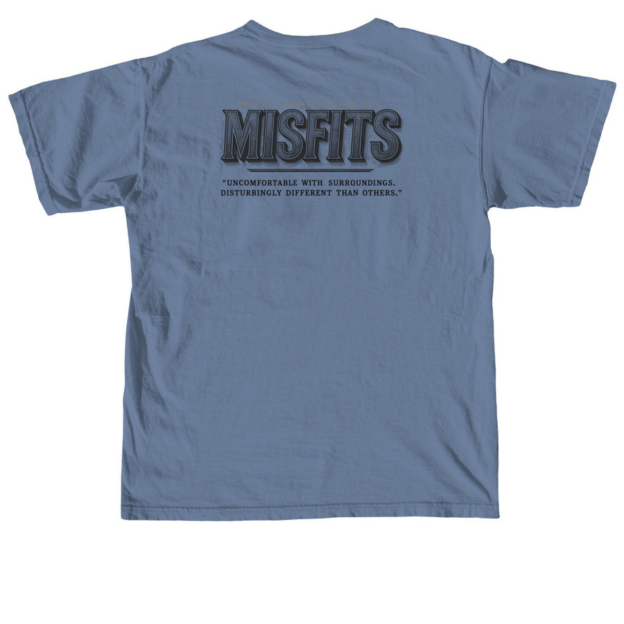 MISFITS THEME TEE, a Blue Jean Comfort Colors Unisex Tee (back-view)