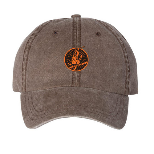 Skimeister Caps, a Brown Printed Pigment Dye Baseball Cap