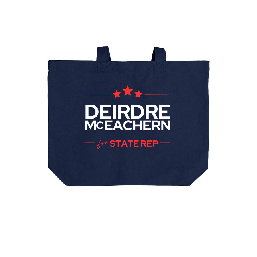 Deirdre McEachern for NH State Rep, a River Blue Navy Cotton Canvas Tote Bag (back-view)