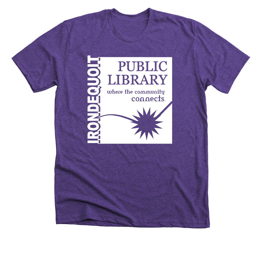 Irondequoit Library Apparel, a Heather Team Purple Premium Unisex Tee