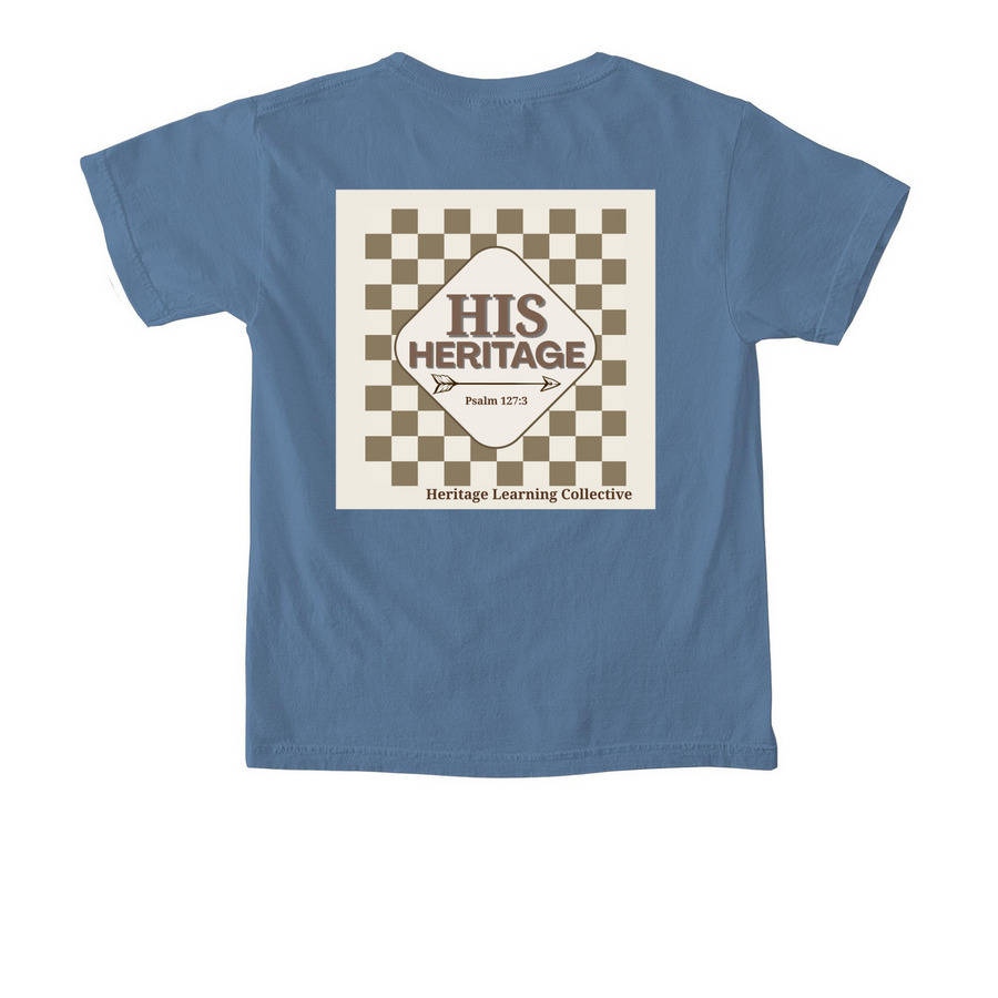 Heritage Learning Collective Boy, a Blue Jean Comfort Colors Youth Tee (back-view)