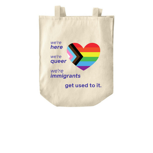 we're here Tote&nbsp;, a Natural Over-the-Shoulder Shopping Tote Bag