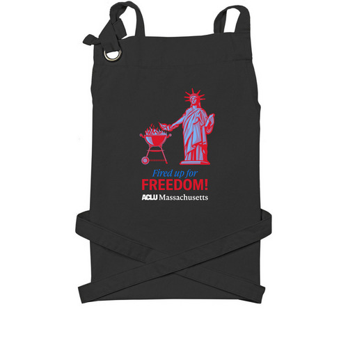 Fired Up for Freedom BBQ Apron, a Black Cotton Canvas Pocket Apron
