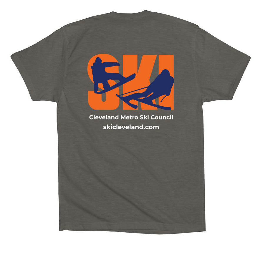 Cleveland Metro Ski Council, a Asphalt Premium Cotton Tee (back-view)