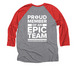 Baseball Jersey, a Red and Premium Heather 3/4 Sleeve Baseball Tee (back-view)