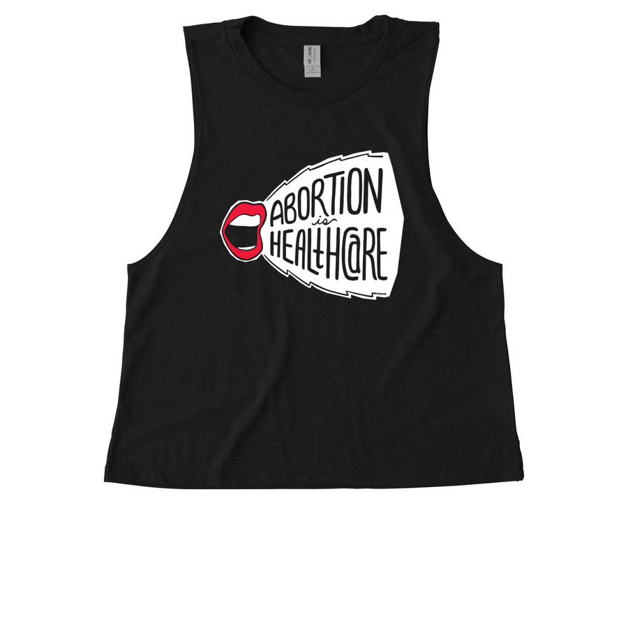 Abortion is Healthcare, a Deep Black Allmade Eco Triblend Women?s Muscle Tank