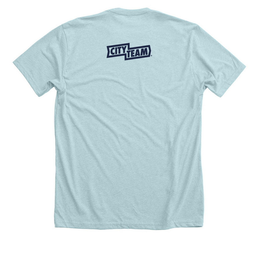 'Make Your Mark' Event T-Shirt, a Heather Ice Blue Premium Unisex Tee (back-view)
