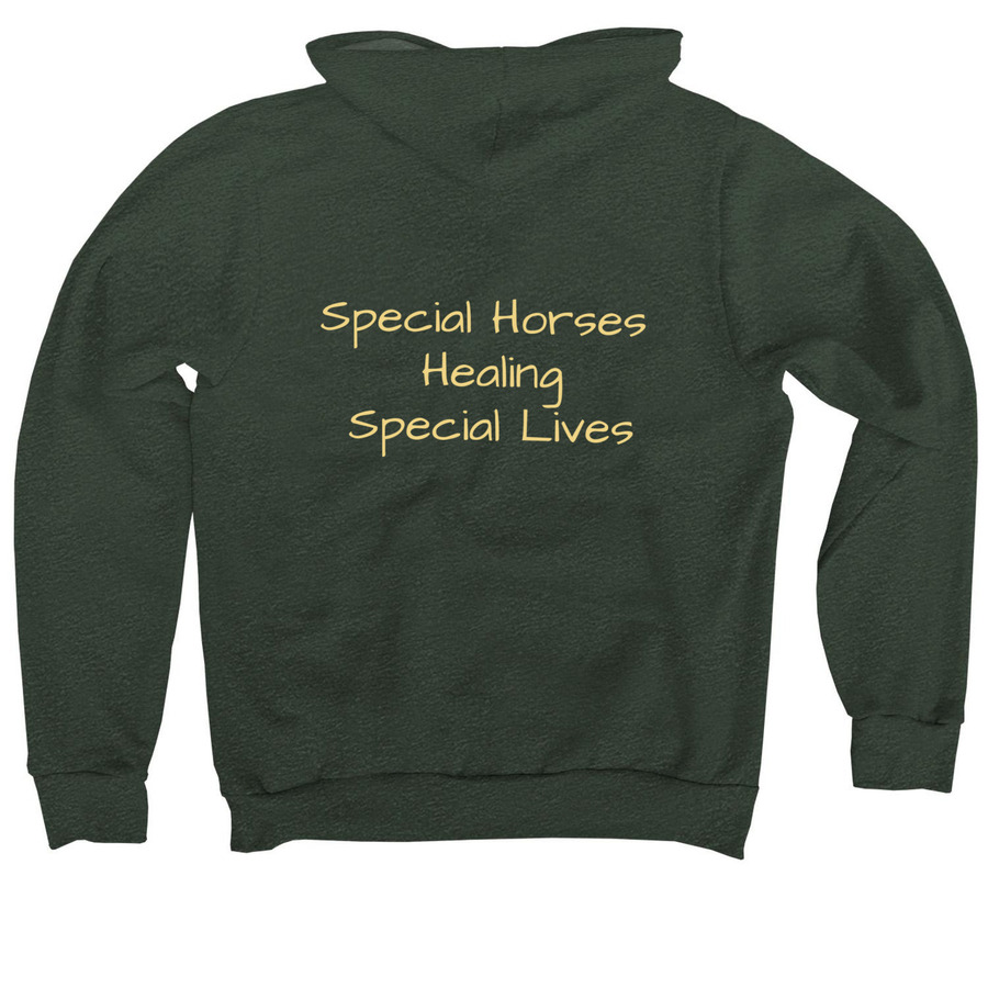 Reins In Motion Apparel&nbsp;, a Heather Forest Premium Pullover Hoodie (back-view)
