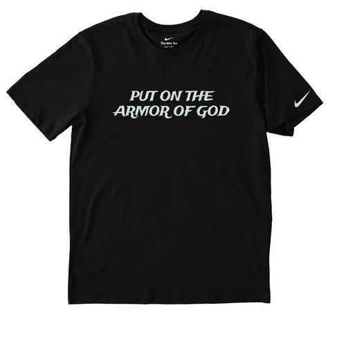 The Armor of God, a Black Nike Dri-FIT Jersey Blend Performance Tee