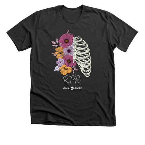 Floral Ribs Tee, a Dark Grey Heather Premium Unisex Tee